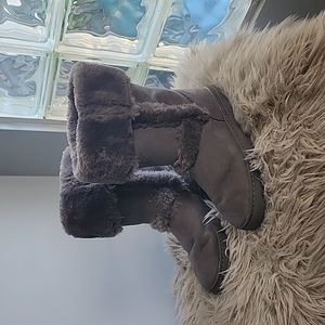 Gray Faux Fur Boots